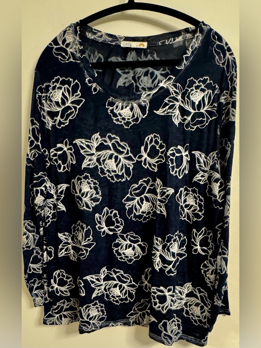 C&C California Navy Floral Long Sleeve Tee